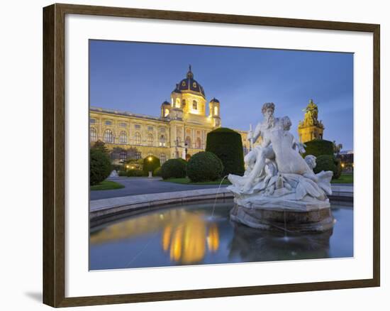 Austria, Vienna, 1st District, Museum of Art History, Well, Maria Theresia Monument, Evening-Rainer Mirau-Framed Photographic Print