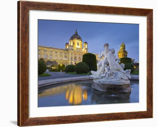 Austria, Vienna, 1st District, Museum of Art History, Well, Maria Theresia Monument, Evening-Rainer Mirau-Framed Photographic Print