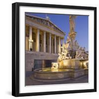 Austria, Vienna, 1st District, Parliament, Pallas Athene Statue, Dusk-Rainer Mirau-Framed Photographic Print