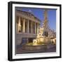 Austria, Vienna, 1st District, Parliament, Pallas Athene Statue, Dusk-Rainer Mirau-Framed Photographic Print