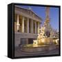 Austria, Vienna, 1st District, Parliament, Pallas Athene Statue, Dusk-Rainer Mirau-Framed Stretched Canvas
