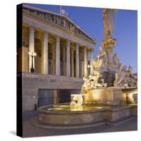 Austria, Vienna, 1st District, Parliament, Pallas Athene Statue, Dusk-Rainer Mirau-Stretched Canvas
