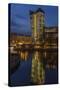 Austria, Vienna, Building of the Uniqa Insurance, Reflexion in the Donaukanal (Danube Canal-Gerhard Wild-Stretched Canvas