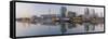 Austria, Vienna, Donau-City, Donau-City, City View, Evening-Mood, Danube, Panorama-Rainer Mirau-Framed Stretched Canvas