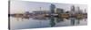 Austria, Vienna, Donau-City, Donau-City, City View, Evening-Mood, Danube, Panorama-Rainer Mirau-Stretched Canvas