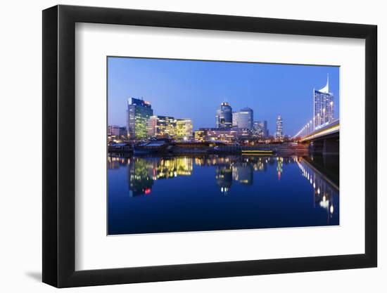 Austria, Vienna, Donau-City, Donau-City, City View, Evening-Mood, Danube, Panorama-Rainer Mirau-Framed Photographic Print