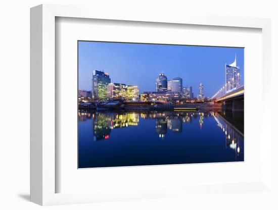 Austria, Vienna, Donau-City, Donau-City, City View, Evening-Mood, Danube, Panorama-Rainer Mirau-Framed Photographic Print