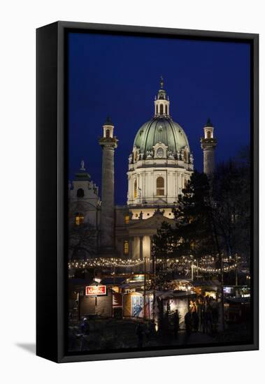 Austria, Vienna, Karlsplatz, Christmas Market, Karlskirche-Gerhard Wild-Framed Stretched Canvas