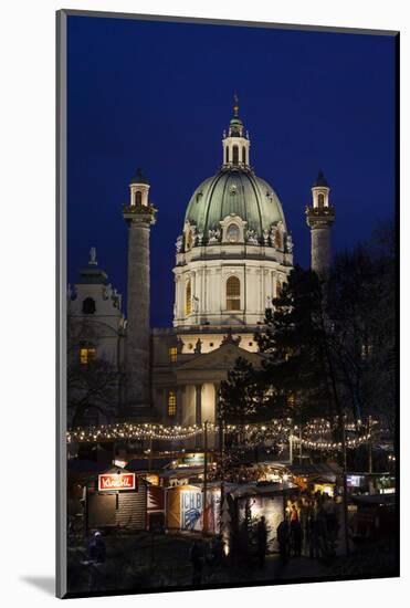 Austria, Vienna, Karlsplatz, Christmas Market, Karlskirche-Gerhard Wild-Mounted Photographic Print