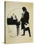 Austria, Vienna, Ludwig Van Beethoven at the Piano Silhouette-null-Stretched Canvas
