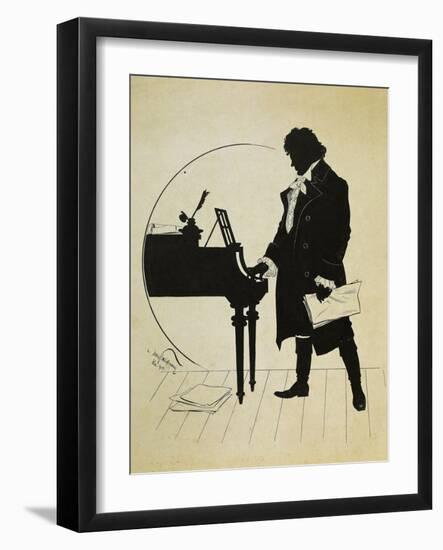 Austria, Vienna, Ludwig Van Beethoven at the Piano Silhouette-null-Framed Giclee Print