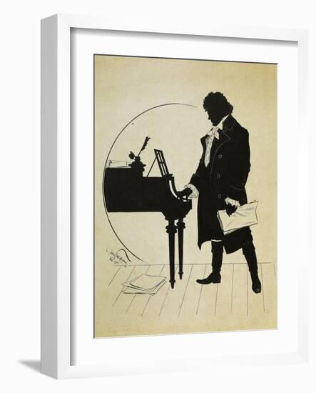 Austria, Vienna, Ludwig Van Beethoven at the Piano Silhouette-null-Framed Giclee Print