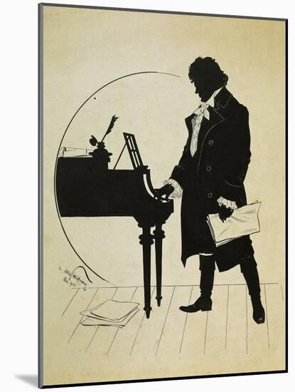 Austria, Vienna, Ludwig Van Beethoven at the Piano Silhouette-null-Mounted Giclee Print