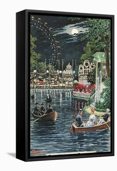 Austria, Vienna Painting of a Night at the Prater in Venice-null-Framed Stretched Canvas