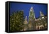 Austria, Vienna, Rathaus, Town Hall, Christmas-Walter Bibikow-Framed Stretched Canvas