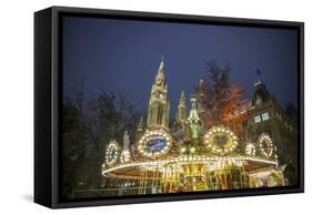 Austria, Vienna, Rathaus, Town Hall, Christmas-Walter Bibikow-Framed Stretched Canvas