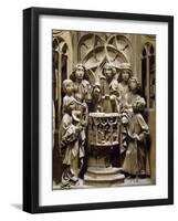 Austria, Vienna, St Stephen's Cathedral, Detail of Baptismal Font in St Catherine's Chapel-null-Framed Giclee Print