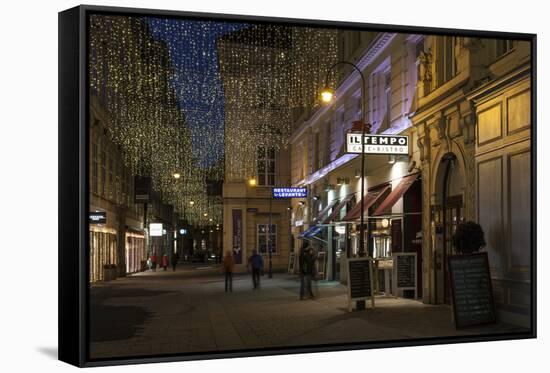 Austria, Vienna, Wallnerstra§e, Pedestrian Area, Christmas Lighting, Restaurant-Gerhard Wild-Framed Stretched Canvas