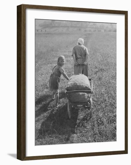 Austrian Farmer Worker and Child Going Home at the End of the Day, Molln, Austria-Emil Otto Hoppé-Framed Photographic Print