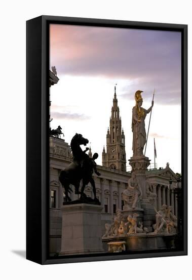 Austrian Parliament Building and Vienna City Hall, Vienna, Austria, Europe-Neil Farrin-Framed Stretched Canvas