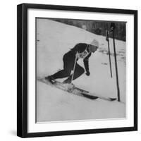 Austrian Skier Toni Sailer Competing During the Winter Olympics-null-Framed Premium Photographic Print