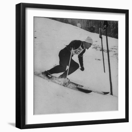 Austrian Skier Toni Sailer Competing During the Winter Olympics-null-Framed Premium Photographic Print