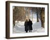 Austrian Tyrol Zillertal Valley Mayrhofen Ski Resort Hippach Village Old Women Walking in Snow-Christian Kober-Framed Photographic Print