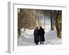 Austrian Tyrol Zillertal Valley Mayrhofen Ski Resort Hippach Village Old Women Walking in Snow-Christian Kober-Framed Photographic Print