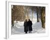 Austrian Tyrol Zillertal Valley Mayrhofen Ski Resort Hippach Village Old Women Walking in Snow-Christian Kober-Framed Photographic Print