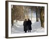 Austrian Tyrol Zillertal Valley Mayrhofen Ski Resort Hippach Village Old Women Walking in Snow-Christian Kober-Framed Photographic Print