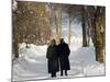 Austrian Tyrol Zillertal Valley Mayrhofen Ski Resort Hippach Village Old Women Walking in Snow-Christian Kober-Mounted Photographic Print