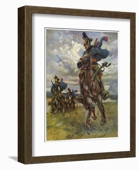 Austrian Uhlans (Lancers) Patrolling Near Krasnik in Poland-Angelo Jank-Framed Art Print