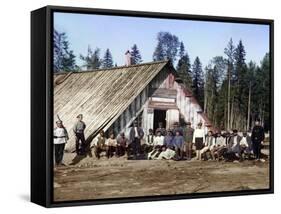 Austro-Hungarian Prisoners of War Near a Barracks, Karelia, Russia, Wwi, 1915-Sergey Mikhaylovich Prokudin-Gorsky-Framed Stretched Canvas