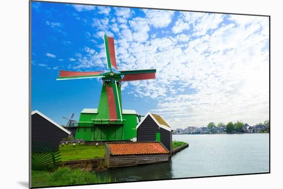 Authentic Zaandam Mills on the Water Channel-SerrNovik-Mounted Photographic Print