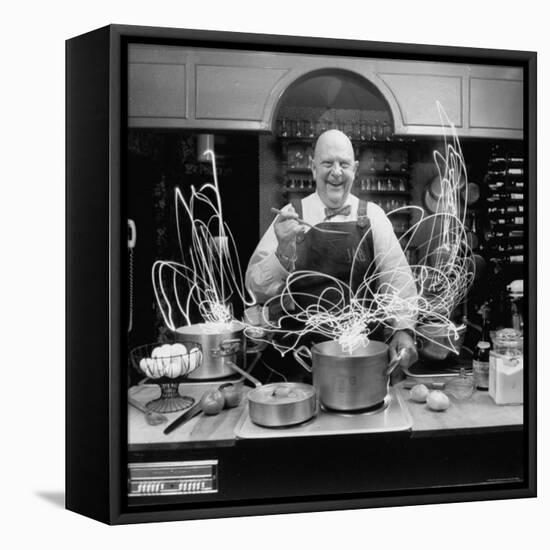 Author and Top Chef James A. Beard in Kitchen Creating Light Trails Al a Picasso-Arthur Schatz-Framed Stretched Canvas