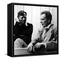 Author Christopher Isherwood Speaking with Fellow Author Aldous Huxley-null-Framed Stretched Canvas