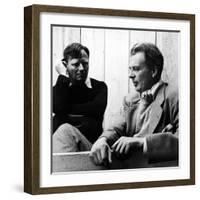 Author Christopher Isherwood Speaking with Fellow Author Aldous Huxley-null-Framed Premium Photographic Print