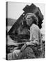 Author Daphine du Maurier Sitting by a Wrecked Ship-Hans Wild-Stretched Canvas