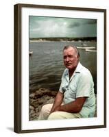 Author Ernest Hemingway at Cuban Fishing Village Like the One in Book "The Old Man and the Sea"-Alfred Eisenstaedt-Framed Premium Photographic Print