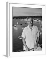 Author Ernest Hemingway Posing in Cojimar Harbor-Alfred Eisenstaedt-Framed Premium Photographic Print