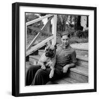 Author, Philosopher and Political Activist Arthur Koestler with His Dog-Dmitri Kessel-Framed Premium Photographic Print