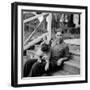 Author, Philosopher and Political Activist Arthur Koestler with His Dog-Dmitri Kessel-Framed Premium Photographic Print