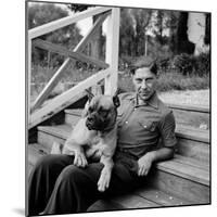 Author, Philosopher and Political Activist Arthur Koestler with His Dog-Dmitri Kessel-Mounted Premium Photographic Print