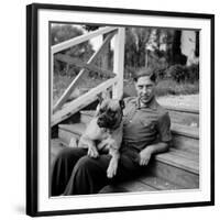 Author, Philosopher and Political Activist Arthur Koestler with His Dog-Dmitri Kessel-Framed Premium Photographic Print