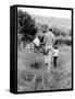 Author Roald Dahl and Son Theo at Home-Leonard Mccombe-Framed Stretched Canvas