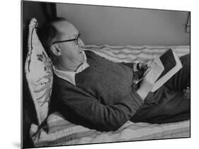 Author Vladimir Nabokov Writing in a Notebook on the Bed-Carl Mydans-Mounted Premium Photographic Print
