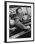 Author Vladimir Nabokov Writing in His Car. He Likes to Work in the Car, Writing on Index Cards-Carl Mydans-Framed Premium Photographic Print