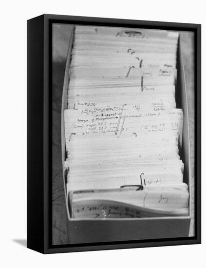 Author Vladimir Nabokovs Researched Materials on File Cards for His Book Lolita-Carl Mydans-Framed Stretched Canvas