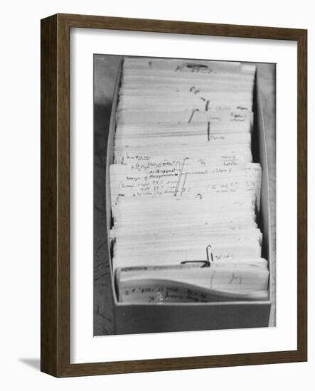 Author Vladimir Nabokovs Researched Materials on File Cards for His Book Lolita-Carl Mydans-Framed Photographic Print