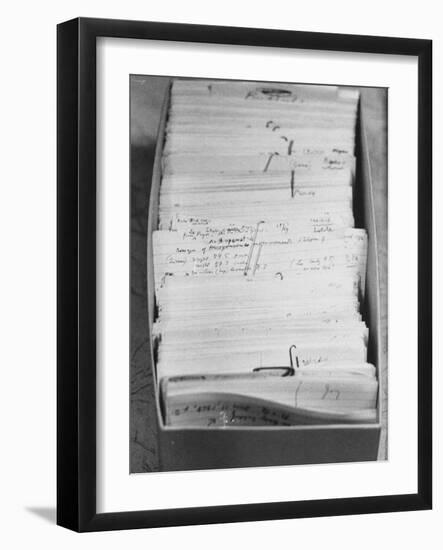 Author Vladimir Nabokovs Researched Materials on File Cards for His Book Lolita-Carl Mydans-Framed Photographic Print